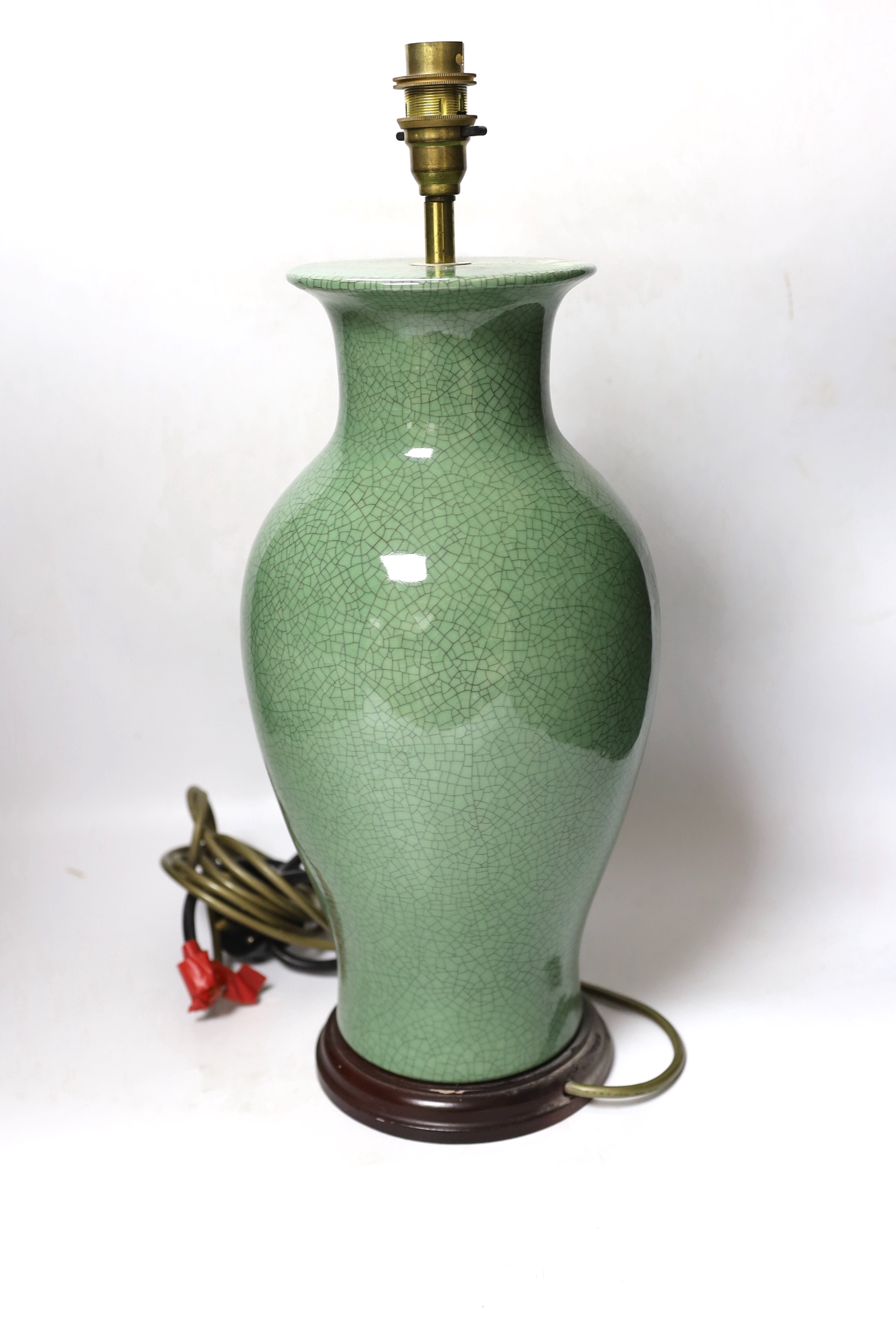 A Chinese crackleglaze table lamp